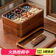 木雅軒實(shí)木果盤零食盤高級(jí)感水果盤客廳堅(jiān)果糖果盤干果盤分格干果收納盒 6格雙層果盤+12玻璃碗