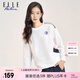 ELLE ACTIVE休閑圓領(lǐng)衛(wèi)衣女裝秋季時尚百搭拼色運動減齡薄款舒適透氣套頭衫 白色 M