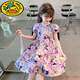 G.duck女童連衣裙2025新款夏季兒童夏天網(wǎng)紅洋氣棉布公主裙夏裝女孩裙子 紫色 120 cm