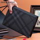 CavlslKcat男士手拿包2025年新款時(shí)尚休閑手包潮流商務(wù)品牌大容量信封包輕奢 黑色格子 27*4.5*18.5cm