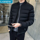 LAXSESU冬季新款男士棉服外套新款秋冬季韓版潮流短款潮牌帥氣冬裝棉襖 1733-黑色(常規版) L