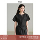 旅途原品（ltyp）襯衫女香云紗桑蠶絲襯衣100%蠶絲黑標(biāo)系列 小衫/氣球群夏 小衫-檀木黑-香云紗 M/160cm（現(xiàn)貨）
