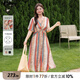 MsShe【波嬉風(fēng)印花雪紡連衣裙】大碼女裝2025夏季胖mmV領(lǐng)高端裙子 西柚粉色現(xiàn)貨 3XL