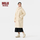 無印良品（MUJI）女式可水洗抓絨牛角扣大衣秋冬季搖粒絨中長款外套棉衣棉服冬裝 象牙白色 M (165/88A)