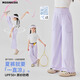 moonkids童裝女童速干運動褲2025夏季薄款兒童冰絲涼涼闊腿褲防曬防蚊褲子 15337紫色速干闊腿褲 130 cm