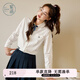 紫涵（ZIHAN）紫涵蕾絲邊娃娃領(lǐng)長袖襯衫女2025春季新款甜美學(xué)院風(fēng)內(nèi)搭胸花襯衣 白色 M