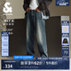 杰克·瓊斯（JACK&JONES）25年男裝秋季牛仔褲男寬松潮酷百搭微彈褲子廢土風907廓形闊腿褲 A14 深牛仔藍 32 175 W32/L32