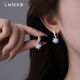 LnieerS925銀針?biāo)Пǘh(huán)女耳圈2025新款小眾設(shè)計高級感耳扣雪花耳飾 冰晶花珍珠耳環(huán)