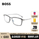 雨果博斯（HUGO BOSS）男女款黑色鈦鏡框銀色鏡腿光學(xué)眼鏡架眼鏡框 1197 RZZ 56MM