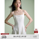 自巧小個(gè)子紅色氣質(zhì)吊帶裙2024夏季新款白色短袖連衣裙 月白色吊帶裙 XS (2碼)
