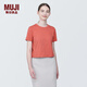 無印良品（MUJI）女式 粗細(xì)不均紗線 短款短袖T恤 上衣打底衫內(nèi)搭 25年夏季 女裝 紅色 M (160/84A)