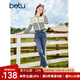 百圖betu女裝秋新款牛仔褲高腰顯瘦煙管九分牛仔直筒褲女2308T72 牛仔色 M