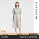 歌力思（ELLASSAY）春季新款柔軟棉感輕薄燈籠袖襯衫連衣裙女EWW351Y00300 灰卡其 S