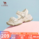 駱駝（CAMEL）動感風織帶細閃車縫線魔術(shù)貼松糕底運動涼鞋 L23M504136 米色 37