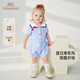 英氏（YEEHOO）嬰兒衣服夏季短袖透氣男寶女寶連體衣純棉水手爬服