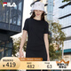 FILA 斐樂官方女裝針織連衣裙2025夏季新款時(shí)尚簡約修身開衩長裙子 正黑色-BK XL 175/92A/XL