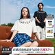 MEDM蝴蝶項鏈刺繡上衣黑白印花短袖T恤夏季男女同款百搭寬松休閑t 白色 M