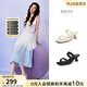百思圖2025夏季商場(chǎng)新款時(shí)尚通勤一字拖細(xì)高跟外穿女拖鞋B5297BT5 黑色 37