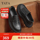 他她Tata商務(wù)休閑皮鞋男樂福鞋一腳蹬真皮懶人鞋爸爸鞋TFE02黑色 42