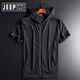JEEP SPIRIT吉普夏季薄款冰絲連帽恤男半袖拉鏈寬松開(kāi)衫短袖網(wǎng)眼運動(dòng)衛衣外套 黑色 3XL