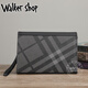 Walker Shop手包男奢侈新品【優(yōu)質(zhì)面料】男士手拿包大容量休閑商務(wù)格子手抓包 黑灰格子