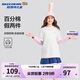 Skechers斯凱奇童裝男女童假兩件長袖T恤衫春秋插肩袖休閑上衣L125K070