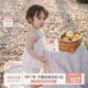 乖奇熊女寶寶純棉吊帶短褲套裝夏季薄款嬰幼兒可愛(ài)公主兩件套外出