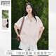 對白寬松休閑卷邊短袖襯衫女2025夏季新款氣質(zhì)襯衣松弛感顯瘦上衣 淺粉色 M