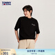 TOMMY JEANS【寬松街頭】夏季男裝美式純棉平紋針織簽字體短袖T恤18575 黑色BDS M （推薦：135-150斤）