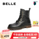 百麗（Belle）七夕禮物街頭復古馬丁靴女商場同款真皮戶外短靴D3D1DDD4 黑色-單里 37 (235mm)