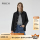 PRICH【保暖面料】時尚復(fù)古短款輕薄棉服2024冬季新款菱格棉衣外套女 19黑色 S 155