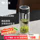 萬象（WANXIANG）雙層玻璃杯經(jīng)典皮紋V19RL商務(wù)辦公便攜泡茶杯290ML大容量家用水杯