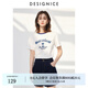 迪賽尼斯（DESIGNICE）2024年夏季新款美式復(fù)古風(fēng)百搭簡(jiǎn)約印花圓領(lǐng)短袖T恤女 白色 M
