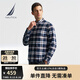 諾帝卡（NAUTICA）【商場同款】男裝春夏新款柔軟舒適法蘭絨格子襯衫男WO4404-N 藏青4NV L