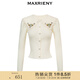 MAXRIENY【P1】秋季新款開衫毛衣女大翻領繡花拼接針織衫薄款 本白 S 01