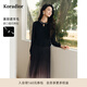 珂萊蒂爾2025春季新款細(xì)支羊毛優(yōu)雅氣質(zhì)修身中長(zhǎng)裙連衣裙 灰群青 S