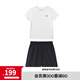 安德瑪（Under Armour）兒童夏季運動套裝夏款短褲短袖套裝男大童短袖梭織短褲套裝 白T黑短褲 160