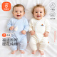 貝瑞加（Babyprints）新生兒連體衣2件裝初生男女寶寶純棉衣服四季內(nèi)衣A類護(hù)肚 藍(lán)52