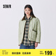 森馬（Semir）羽絨服女中長款輕薄拼接燈芯絨翻領(lǐng)2024冬季三防外套109724113004