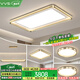 VVS全光譜護(hù)眼燈具套餐led吸頂燈客廳燈大燈廣東中山全屋燈飾大全 三室兩廳【拉絲金】智能調(diào)光