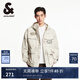 杰克·瓊斯（JACK&JONES）25年男裝戶外工裝風(fēng)外套男春秋款寬松滿印連帽休閑夾克男士多口袋 C63卡其色 M