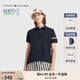 TOMMY HILFIGER【輕柔感】25夏季男高級撞色短袖/【輕奢感】鑲邊翻領(lǐng)商務(wù)T恤POLO 【織帶袖邊】藏青色DW5 L （推薦：150-165斤）
