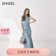 SNIDEL2025春夏新品復(fù)古簡(jiǎn)約圓領(lǐng)無(wú)袖魚尾牛仔連衣裙SWFO252079 淺藍(lán) L (2)
