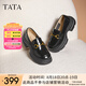 他她（TATA）樂福鞋女夏季魔法偵探厚底款一腳蹬英倫小皮鞋子單鞋 黑色（跟高6CM） 37