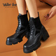 Walker Shop奧卡索馬丁靴女秋冬厚底中筒短靴英倫風(fēng)工裝靴子女時(shí)裝靴M145280