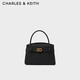 CHARLES&KEITH質(zhì)感金屬扣凱莉包手提包單肩包女包生日禮物CK2-50270880