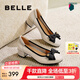 百麗（Belle）七夕禮物媽媽鞋高跟單鞋女商場(chǎng)同真皮淺口單鞋B5T1DCQ4 米白 37 (235mm)