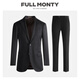 FULL MONTY羊毛西服套裝男高檔修身輕商務(wù)西裝套裝職業(yè)正裝結(jié)婚禮服 黑色1205 46 碼上衣【西褲尺碼找客服備注】