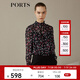 PORTS寶姿 新品女裝復(fù)古小立領(lǐng)長袖襯衫LN9B010JPS019 黑色印花 XL (10)