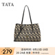 他她（TATA）復(fù)古老花托特包女包包大包單肩包手提包春季新款X3407AX5 米黑/黑 F